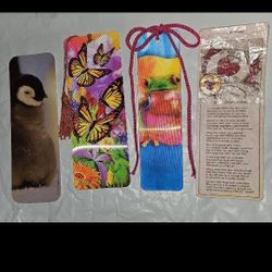 4 Bookmarks Butterflies Frog Penguins 