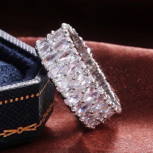"Round Full Zircon Stone Dazzling Luxury Finger Rings for Women, PD122
 