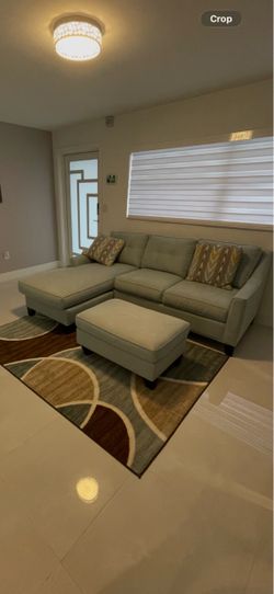 Gray Sectional Sofa with Ottoman