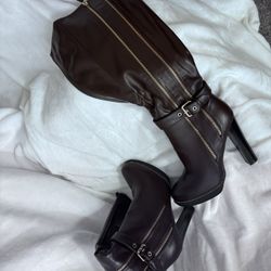 Brown Thigh High Heels