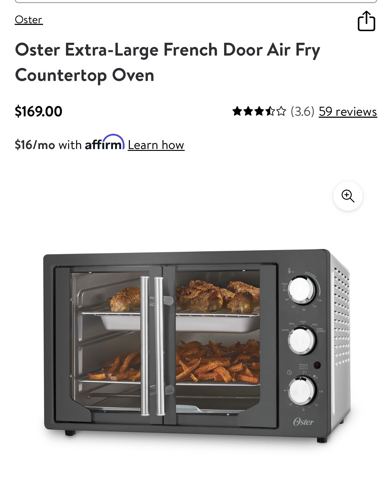 The Oster Extra-Large French Door Air Fry Countertop Toaster Oven