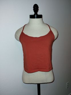 Pink Victoria's Secret Orange Cropped Strappy Tank Built In Shelf Bra Size Large