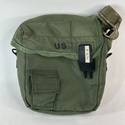 #1816 US Army Military 2 QT Collapsible Canteen with OD Cover Surplus NO STRAP
