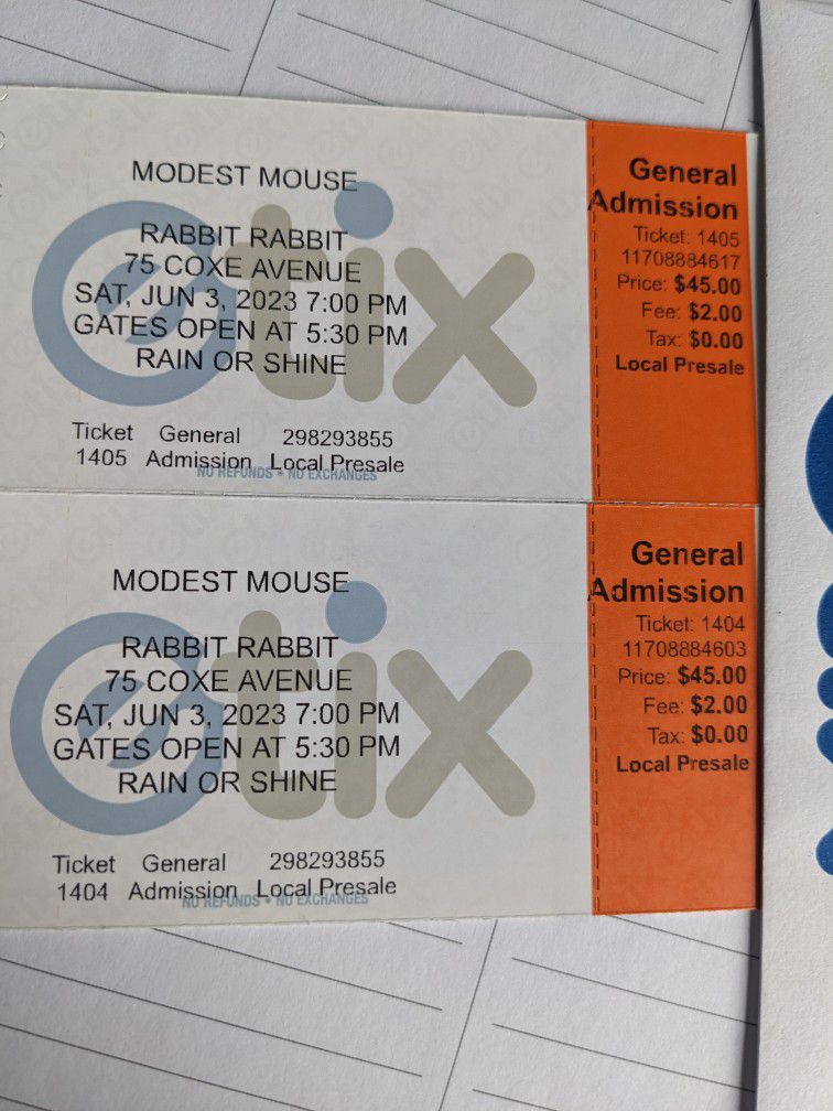 2 Tickets to Sold Out Modest Mouse June 3rd