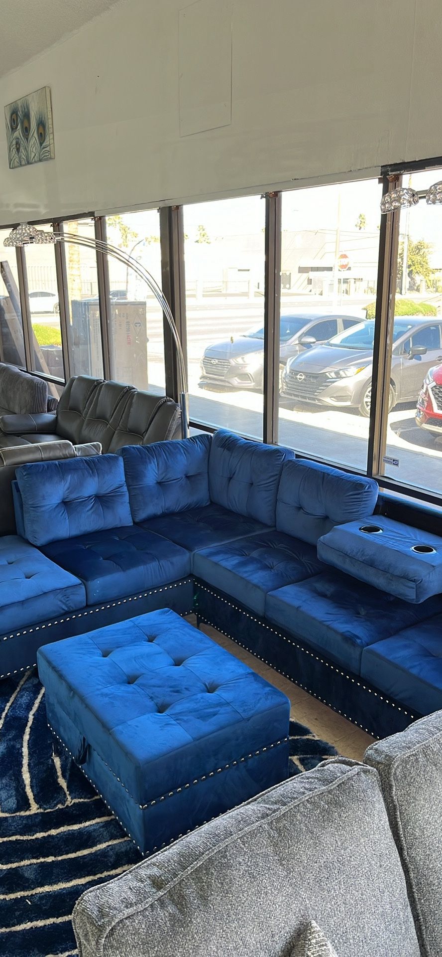 SALE! Blue Sectional+ 5 Pcs Dining Set NEW