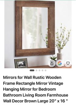 NEW Rustic Wood Farmhouse Wall Mirror 20” x 16”