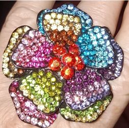 Vibrant Multicolor Crystal Stretch Flower Ring