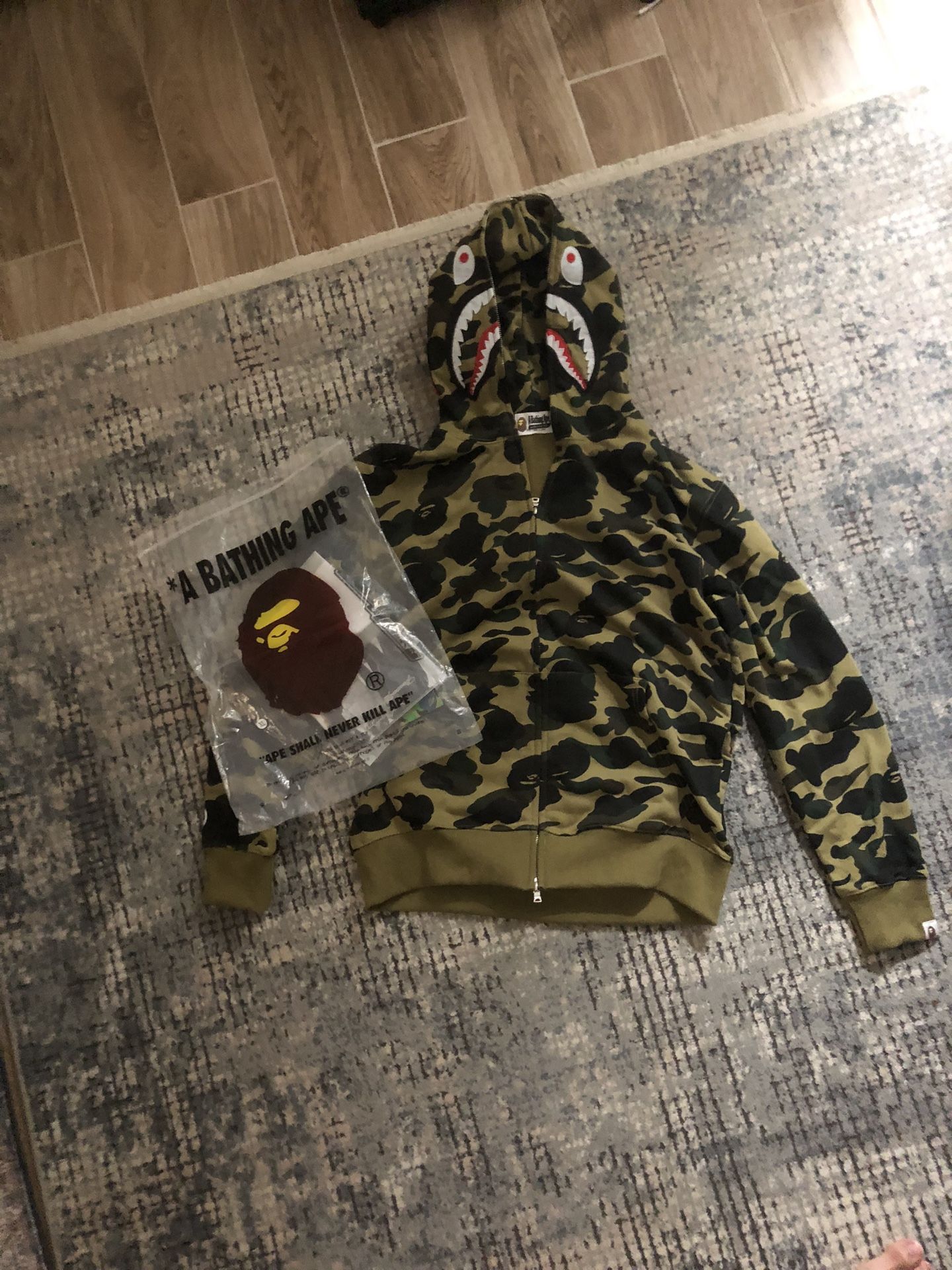 Green Bape Hoodie Size Large