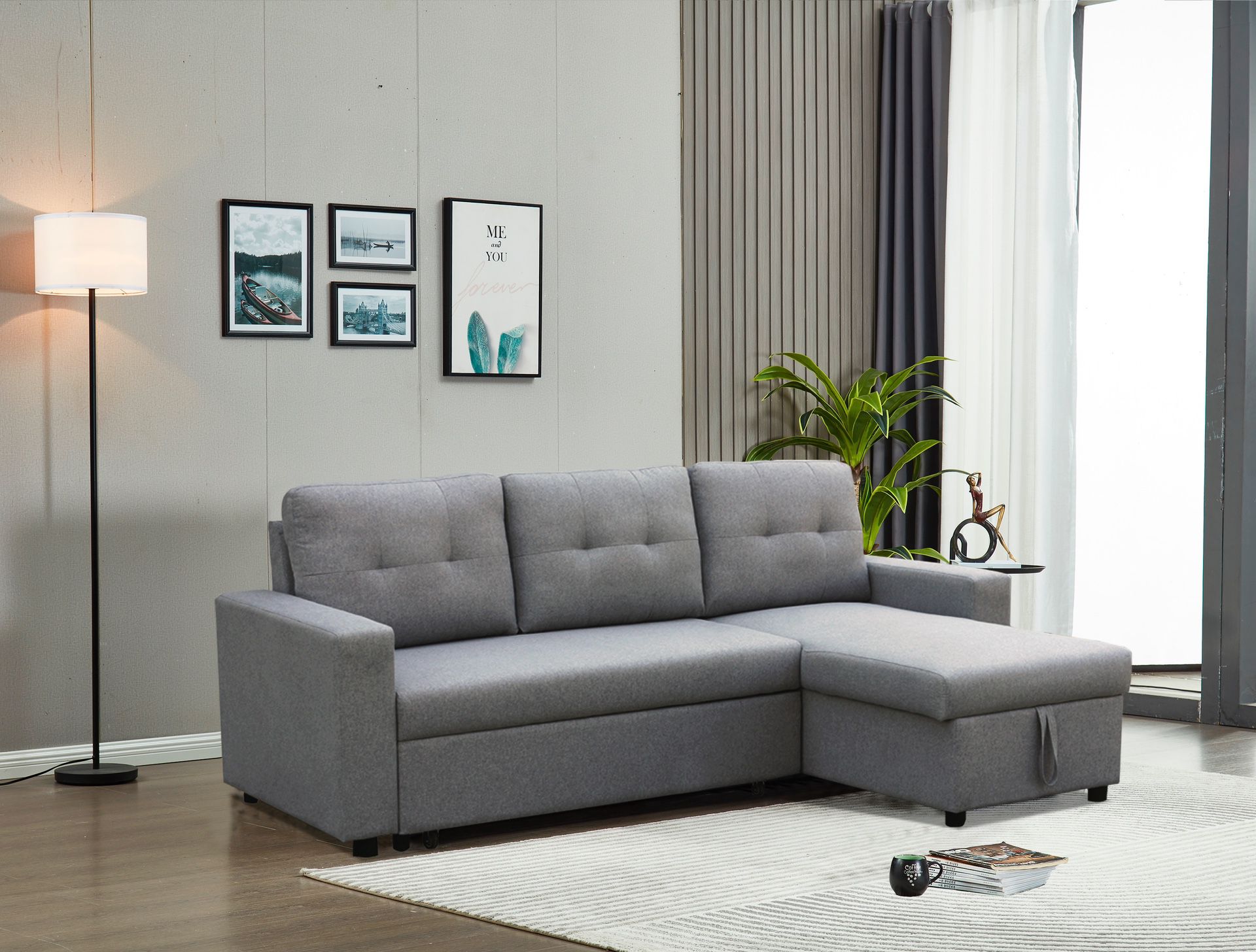 L Sectional Couch 🛋️ Folds Out With Sofa Bed 🛏️ Brand New In Box With Storage 