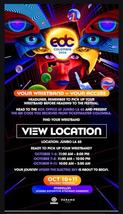 OCT 10/11/2026 VIP EDC ticket for Colombia for sale