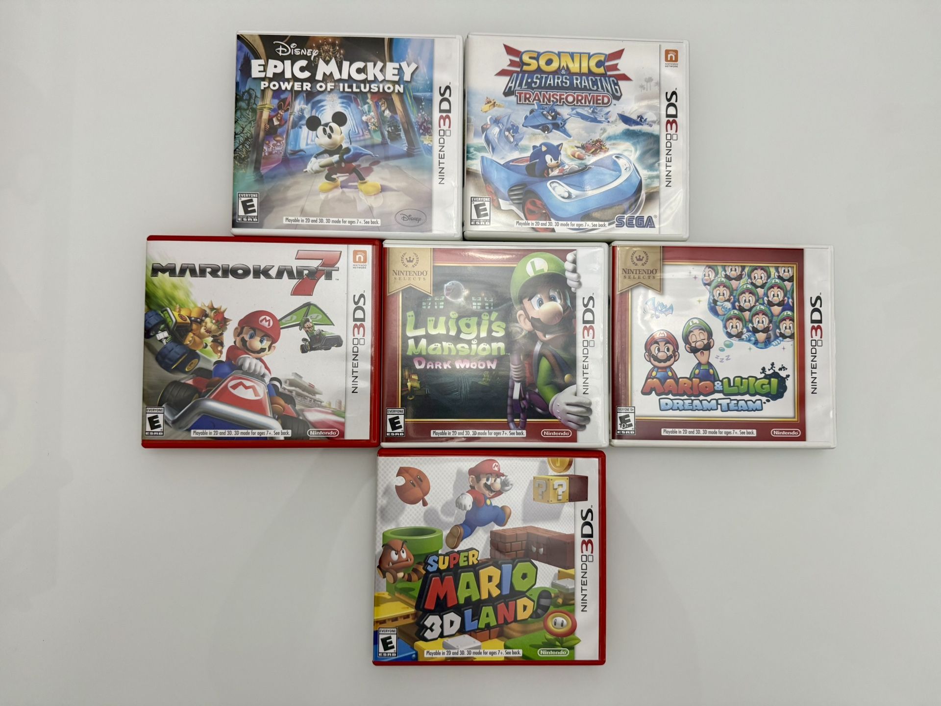 Nintendo 3DS Game Bundle Mario 3Dland/Mario kart7/Luigi’s Mansion/Mario & Luigi Dream Team/etc.