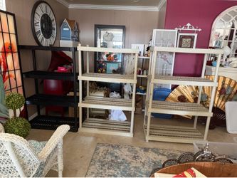3 heavy duty plastic storage shelving units