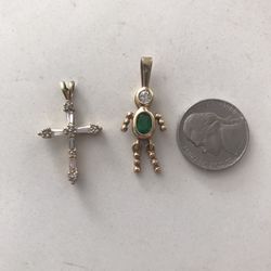 2 silver necklace charms gold plated 