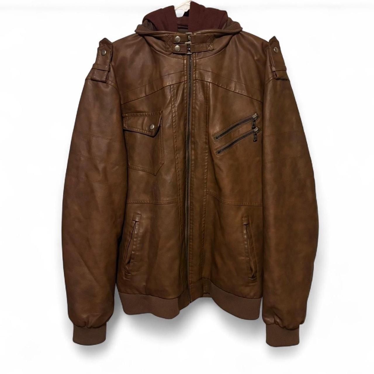 Faux Leather Brown Jacket Coat