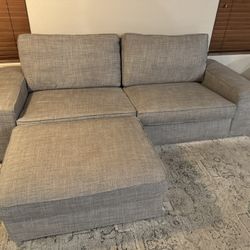 Grey Couch With Ottoman