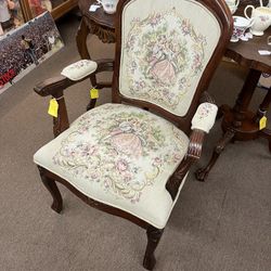 Antique Victorian Tapestry Arm Chair