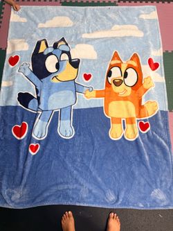 Bluey and bingo heart blanket. Soft.
