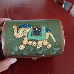 Vintage Hand Painted Elephant Trinket Box