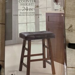 Counter Height Padded Bar Stool - Black/Walnut 