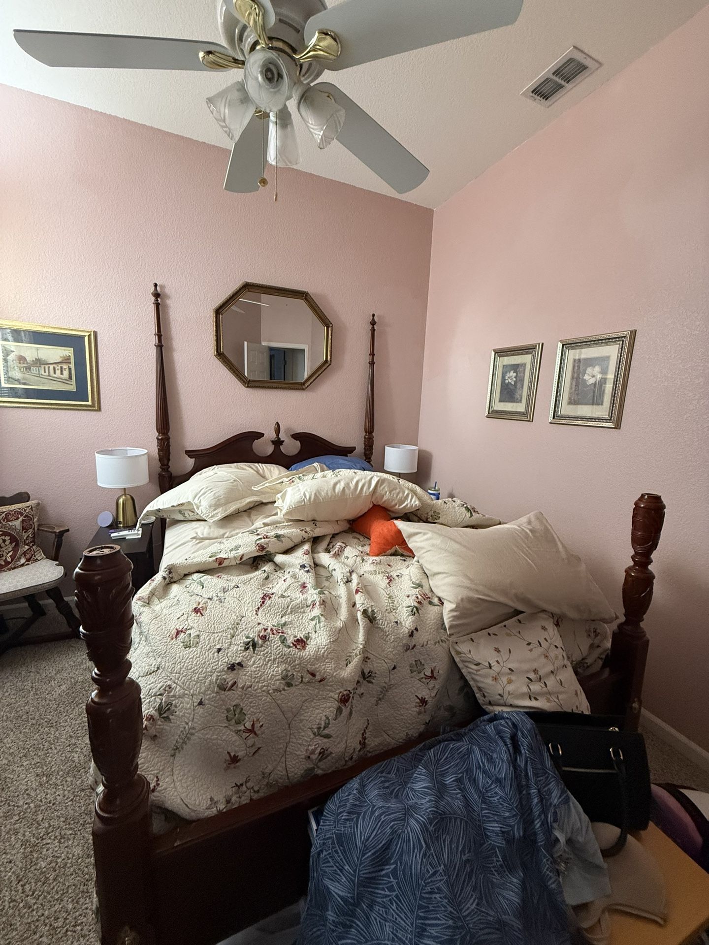 Free Wood 4 Poster Bed Frame only Queen Size