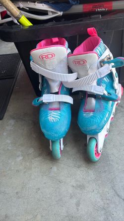 Used RollerDerby INTERCHANGEABLE Junior Rec Fitness Skates Royal Blue Adjustable