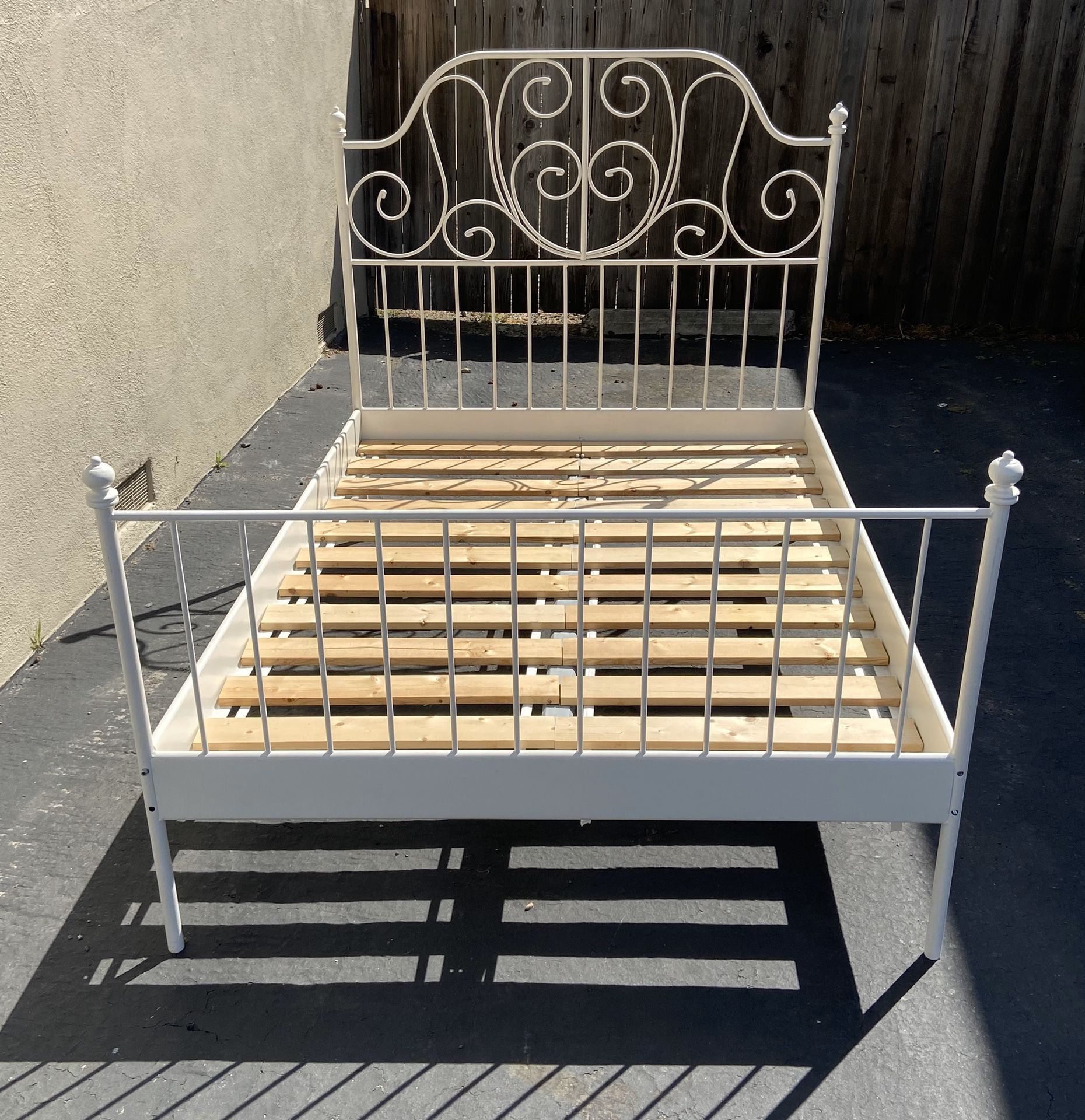 Metal bed frame with slat boards (full size bed) $80