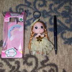 Little Princess Doll Keychain Book Bag Tag