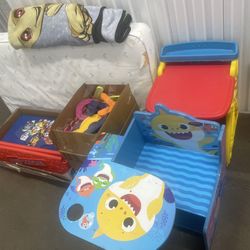 Kids Bed  plus. Foam Blocks 2 Desk Chairs Blanket 