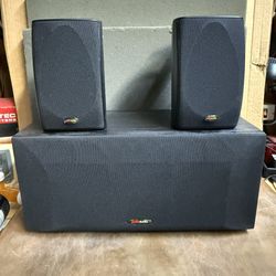 (3 piece set) POLK CSi20 CENTER SPEAKER AND (2) POLK RM2360 SATELLITE SPEAKERS 