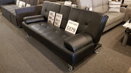 Brand new 76" black leather sofa futon