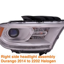 Right side headlight assembly Dodge Durango 2014 to 2202 Halogen