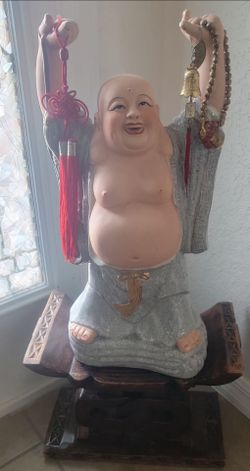 Large Ceramic Laughing Buddha Statue