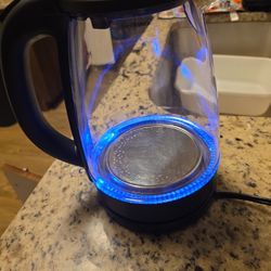 Glass Hot Water KETTLE Blue LIGHT
