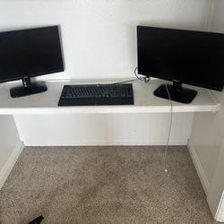 2 Computer Monitor, LED Keyboard ,And Mouse.