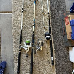 6 fishing rods & 6 reels