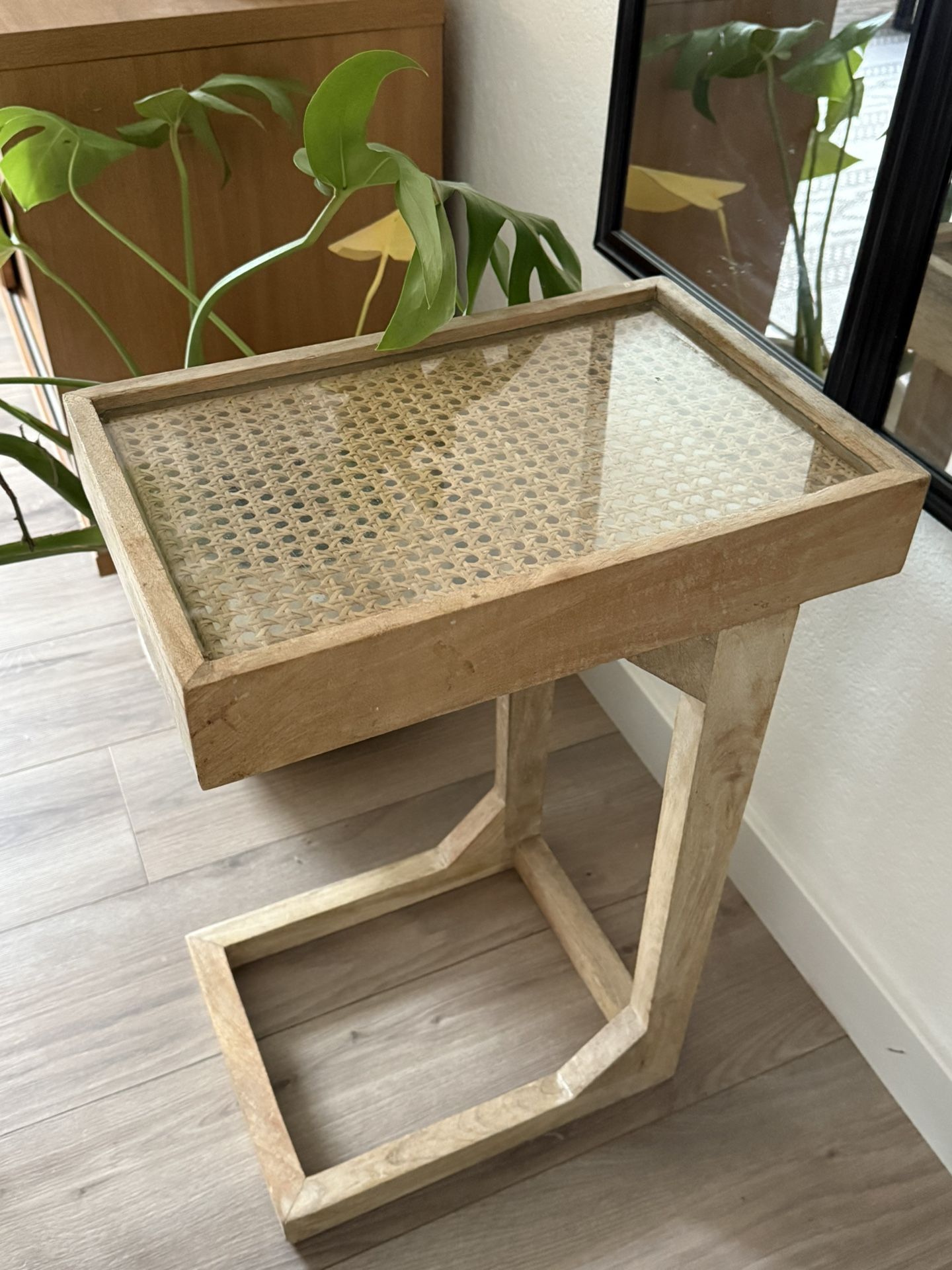 2x Neutral Wood/Cane Nightstands