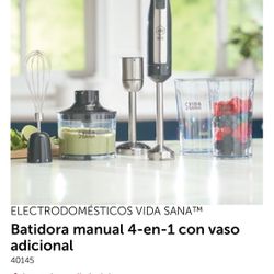 Batidora Manual 4 En 1 Con Extra Vaso