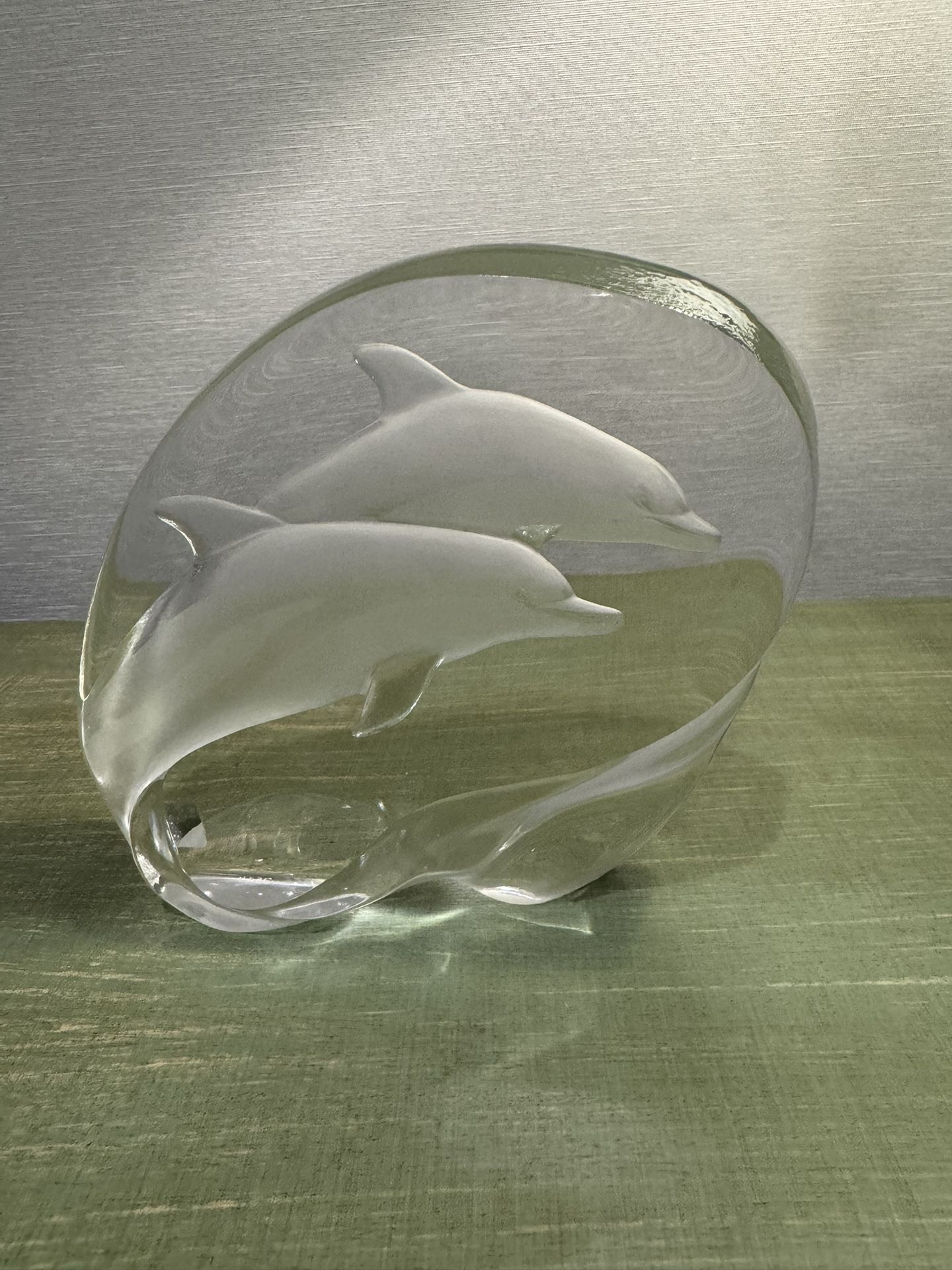 Mats Jonasson Sweden Dolphins Paperweight 