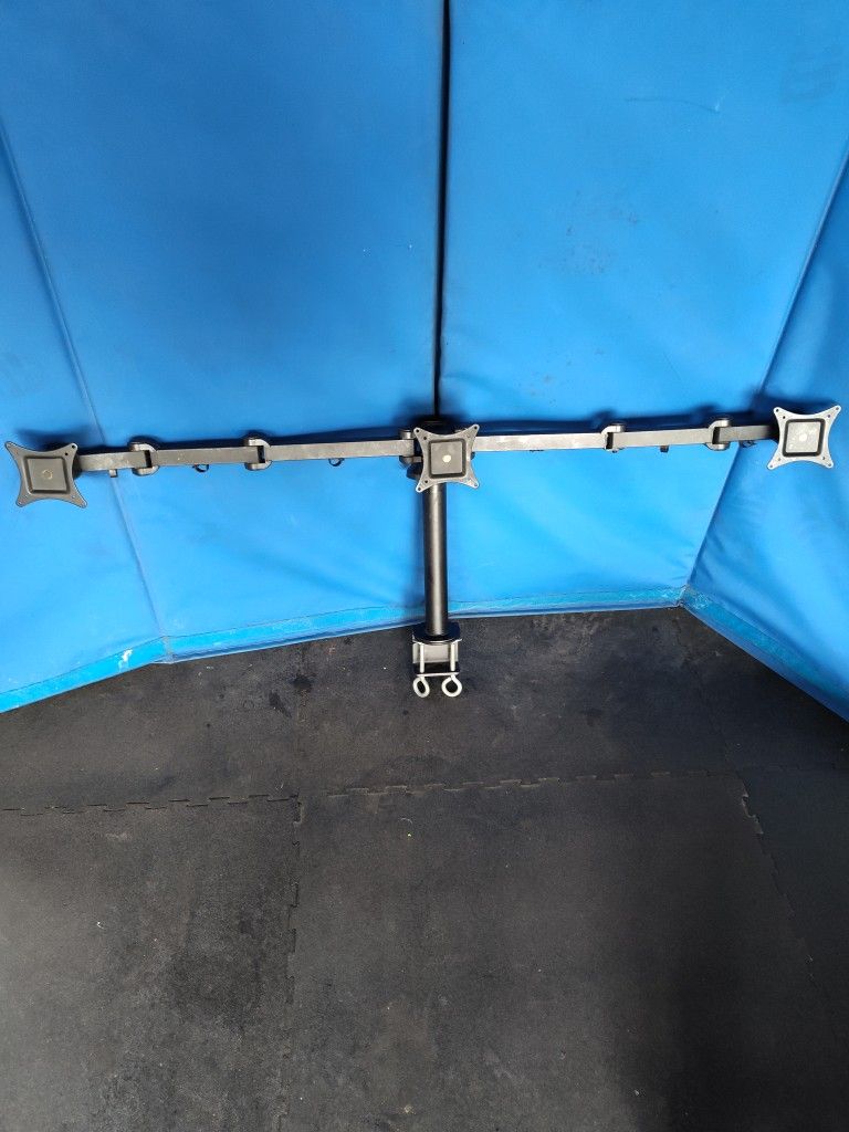 $30 Firm, Yes, It's Available, 3 Monitor Clamp Stand, Fits 27 & 24 Inch Screens, 55 Inch Arm Span, 4 Adjustment Points Per Arm, Heavy Steel