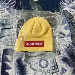 Supreme Box Logo Beanie Red On Yellow