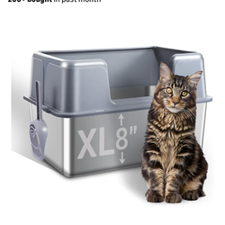 Stainless Steel Cat Litter Box with Lid, 23.7" L x 15.8" W x 13.8" H XL Metal High Sided