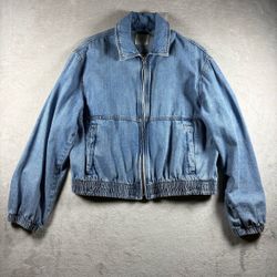 Free People We The Free Birdie Women’s Small Blue Bomber Jacket Denim #500