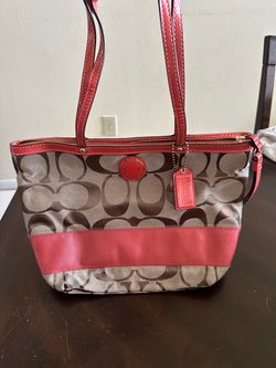 Coach Signature Tote Bag Orange and Tan