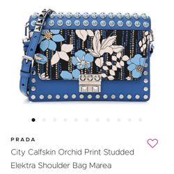 Prada Elektra Shoulder Bag Blue Very Good Condition