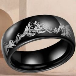 Men's 8mm Tungsten Black Grooved Comfort-Fit Engagement Wedding Band 10