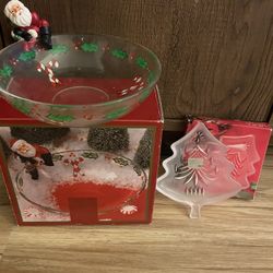 Gorham Winter Follies Candy Dish and Mikasa Dish