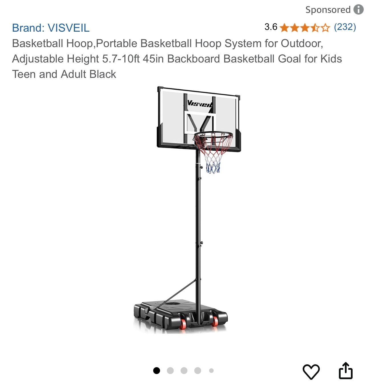 Visveil Portable Basketball Hoop