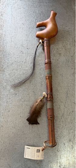 Navajo Native American Rawhide Bear Fetish Rattle