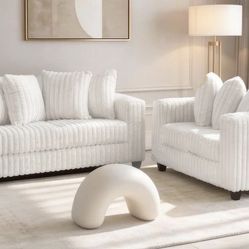 NEW IVORY SOFA AND LOVESEAT, INCLUDING FREE DELIVERY PAY UPON ARRIVAL