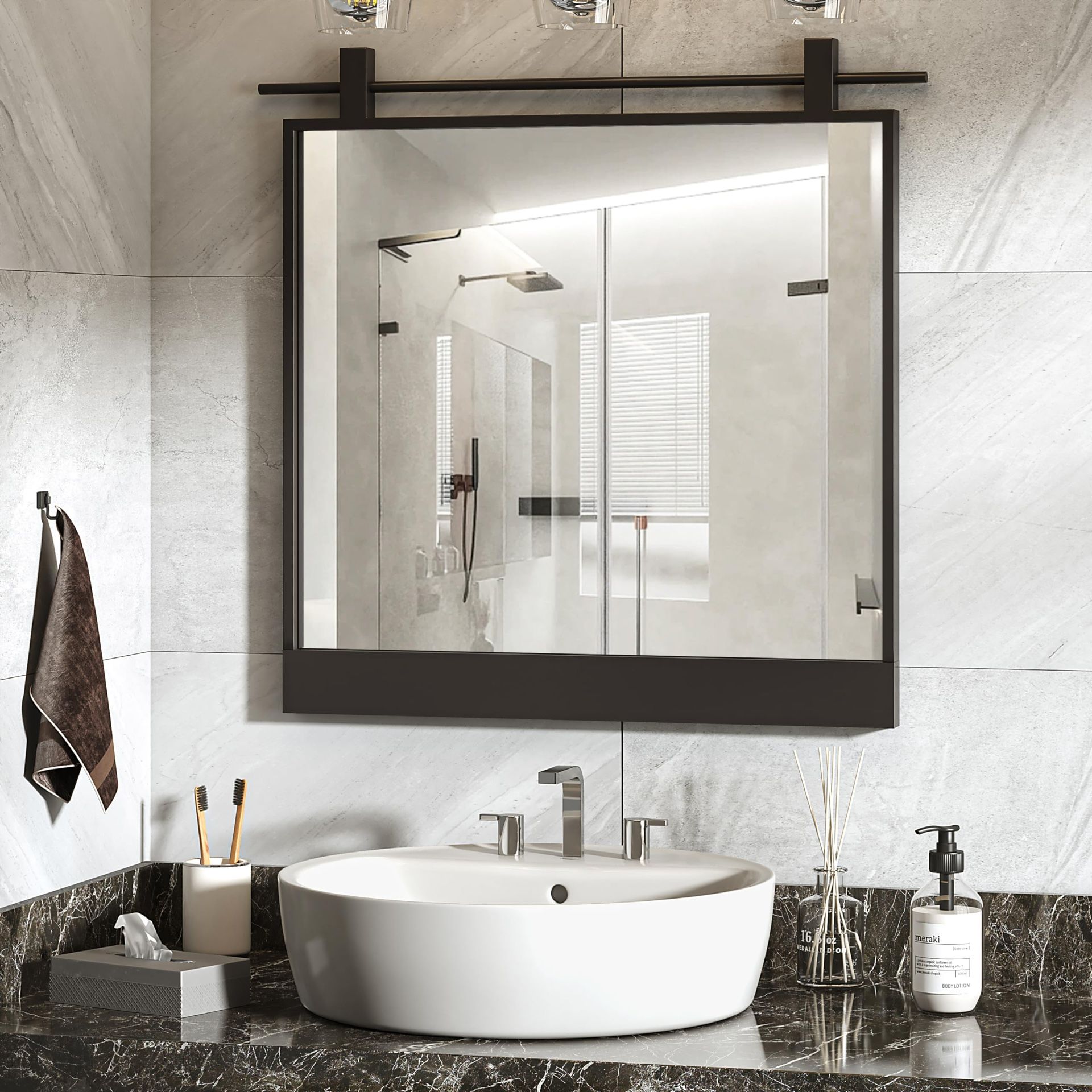 Bathroom Barn Door Vanity Mirror 24”x24”